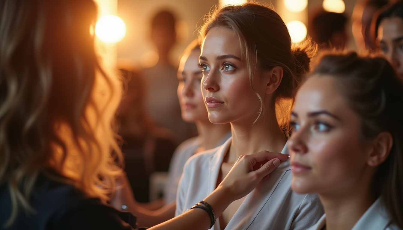 Imagine stilizată cu logo-ul Academiei Elena Copăceanu și instrumente de beauty, simbolizând educația profesională