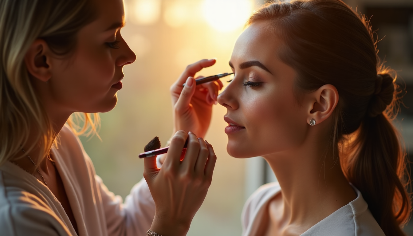 Femeie cu sprâncene perfect conturate prin micropigmentare powder, zâmbind.