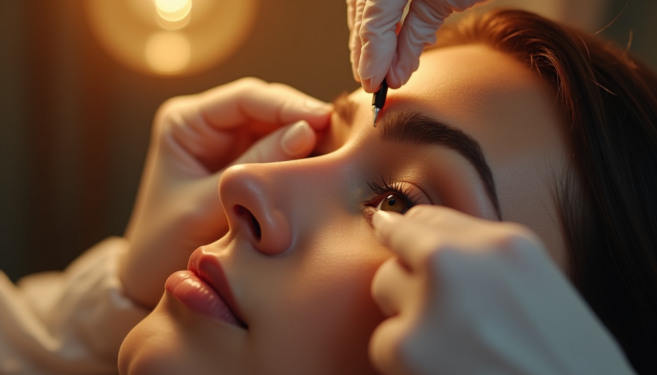 Femeie cu sprâncene perfect conturate după micropigmentare în Craiova, zâmbind fericită.