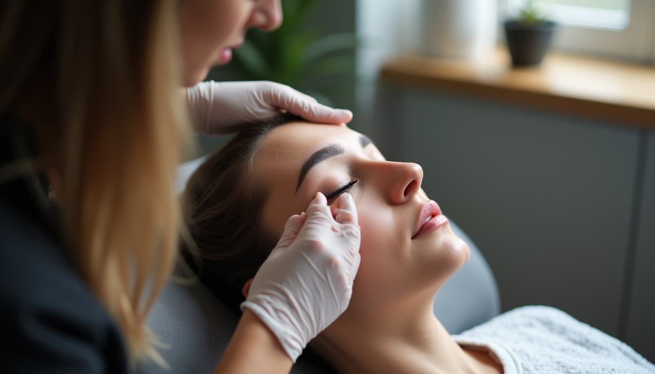 Femeie cu sprancene perfecte după microblading, zâmbind