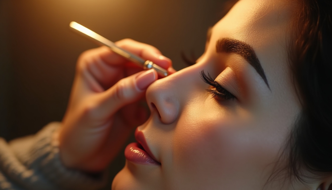 Model cu sprâncene perfect conturate prin tatuaj fir cu fir în 2026, subliniind aspectul natural